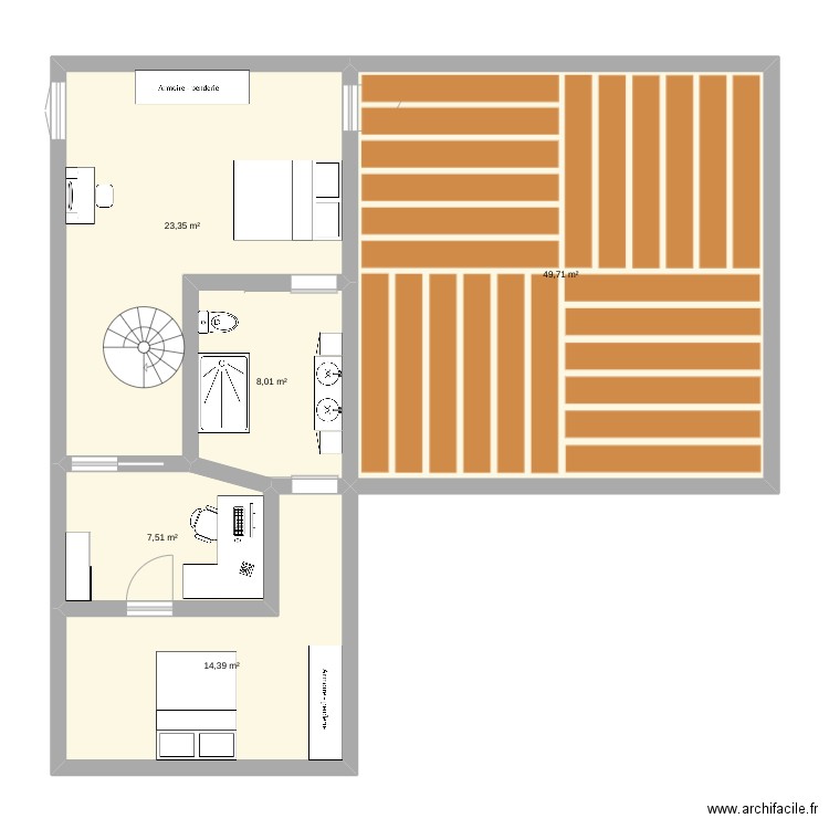 Maison conteneur étage. Plan de 5 pièces et 103 m2