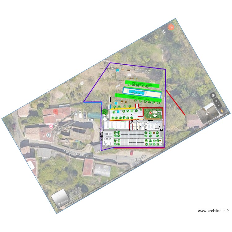 03 entree grande serre +hydroponie +piscine hors sol+ salle sieste +2 bureaux. Plan de 4 pièces et 120 m2