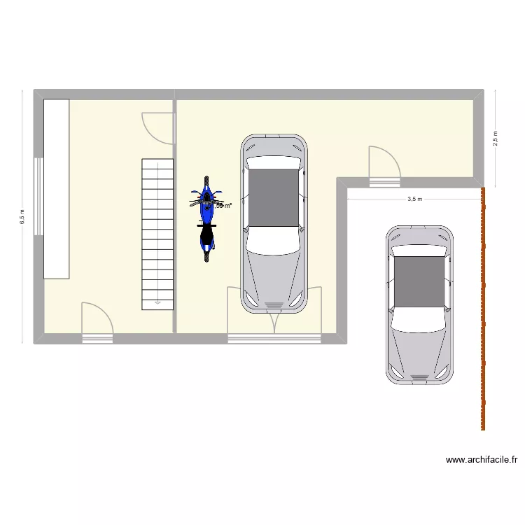 GARAGE. Plan de 1  et 52 m²