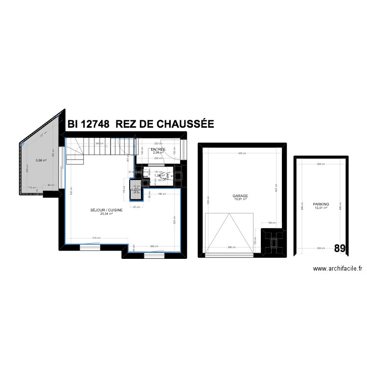 BI.12748. Plan de 11 pièces et 69 m2