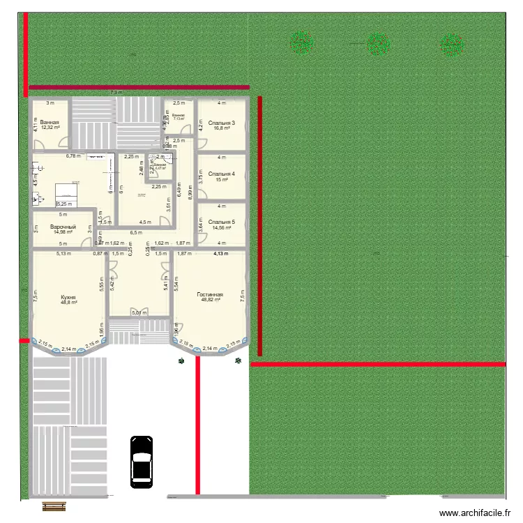 Mans. Plan de 12  et 289 m²