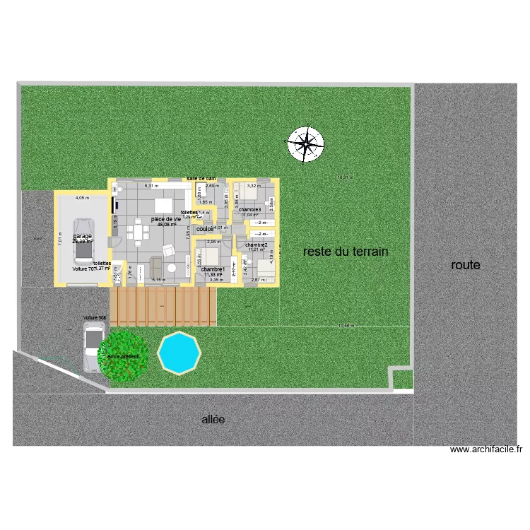 plan maison 1. Plan de 9 Pièces et 122 m²