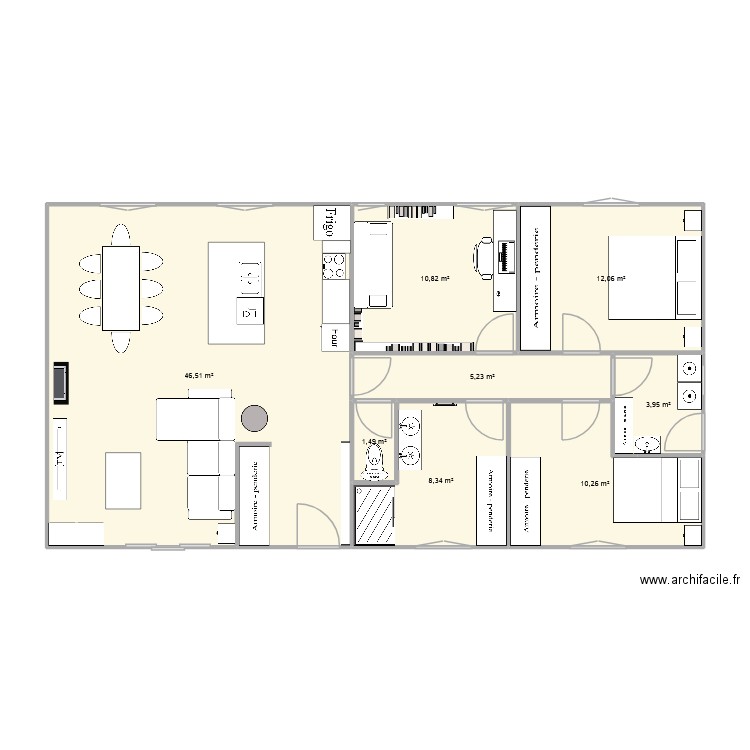 Plan 16. Plan de 8 pièces et 99 m2