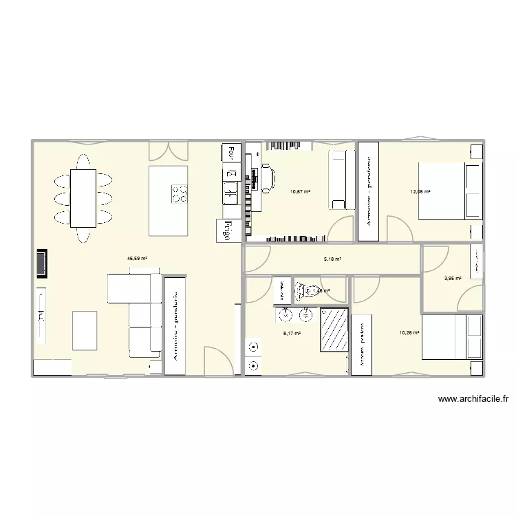Plan 16. Plan de 8 pièces et 98 m²