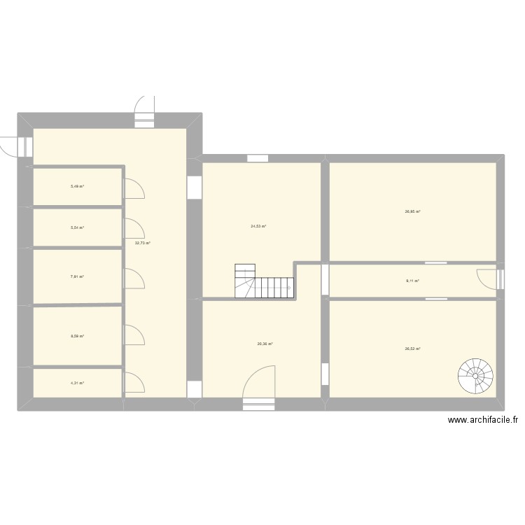 Plan PP Vanneau V1. Plan de 11 pièces et 172 m2
