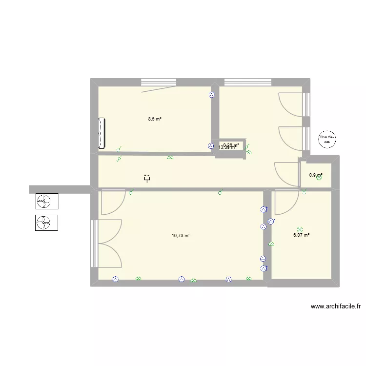 T2 RDC. Plan de 6 et 46 m² T2 RDC. Plan de 6 et 46 m²