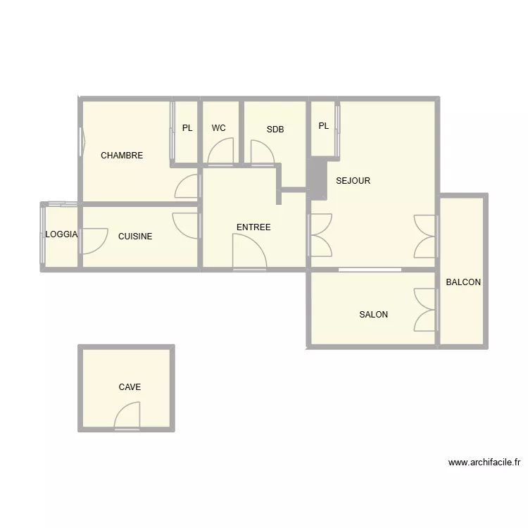 GELLION NIMES 1ER. Plan de 13  et 44 m²