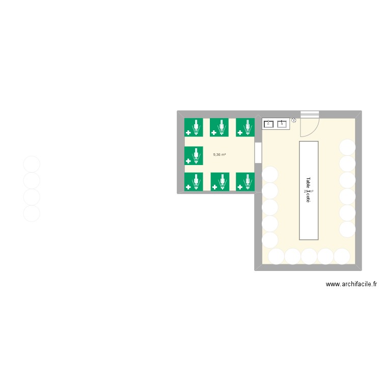 vestiaire part2. Plan de 2 pièces et 34 m2