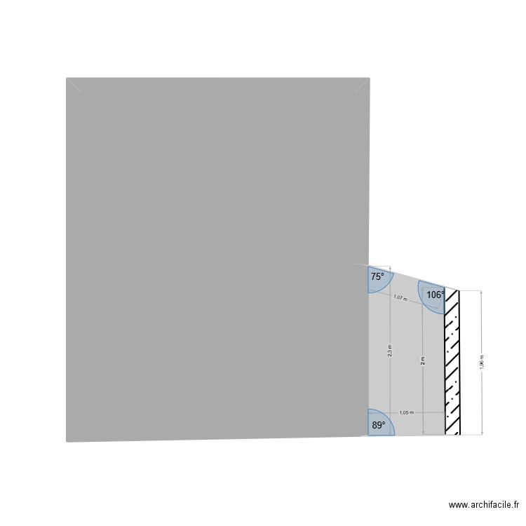 coupe. Plan de 2 pièces et 20 m2