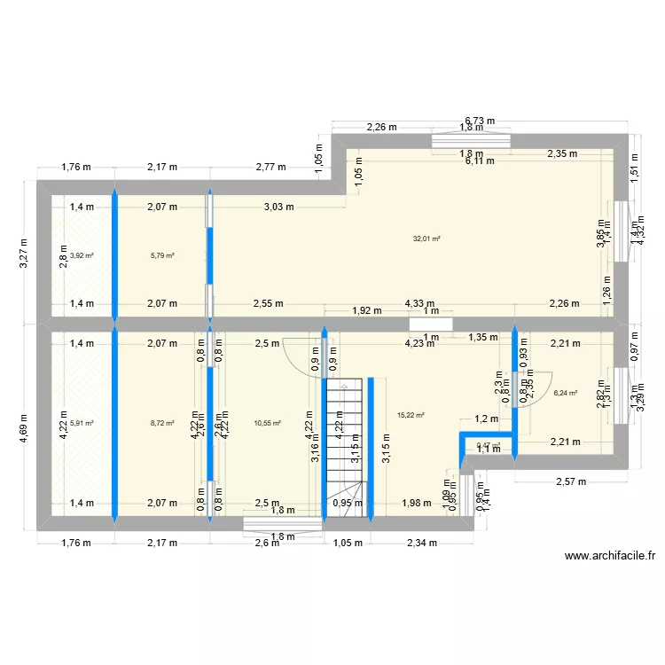 appartement dessus. Plan de 