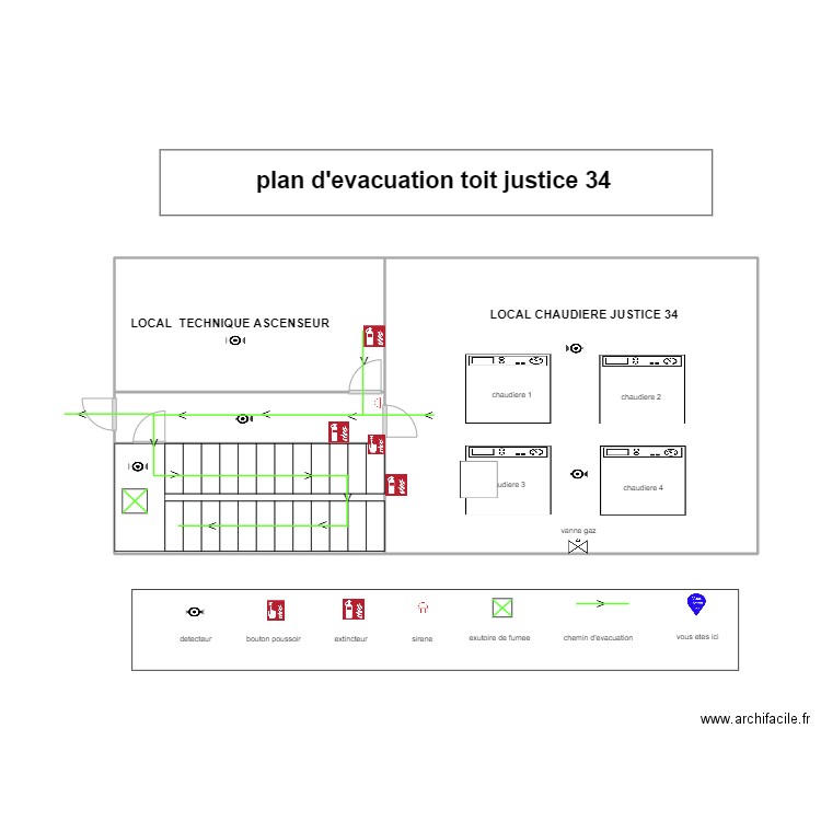 etage technique 34. Plan de 4 pièces et 47 m2