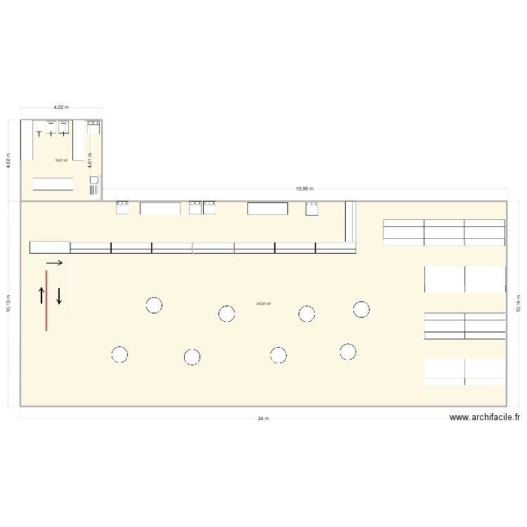 Cave à vin et cuisine poissons. Plan de 2 pièces et 259 m2