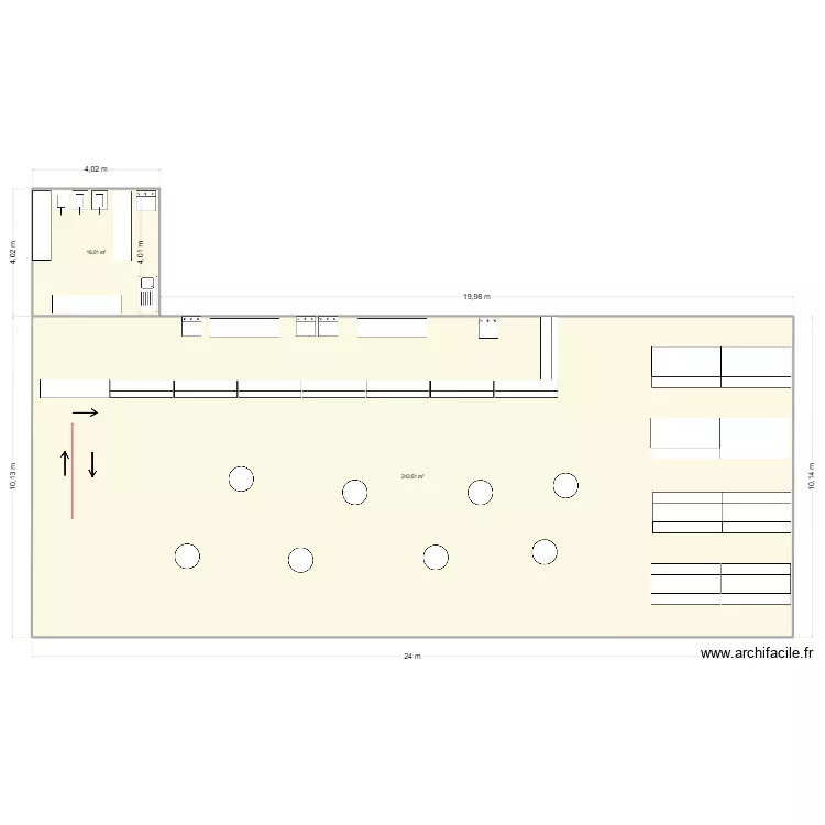 Cave &agrave; vin et cuisine poissons. Plan de 2  et 259 m²