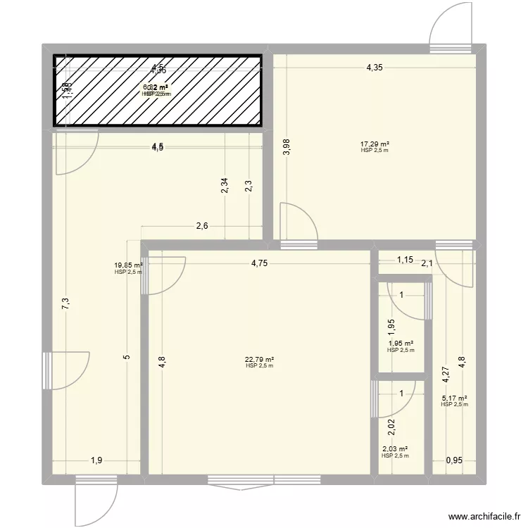 chambre rdc. Plan de 8  et 83 m²