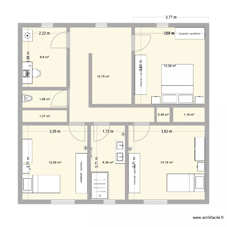 Etage 2. Plan de 10  et 72 m²