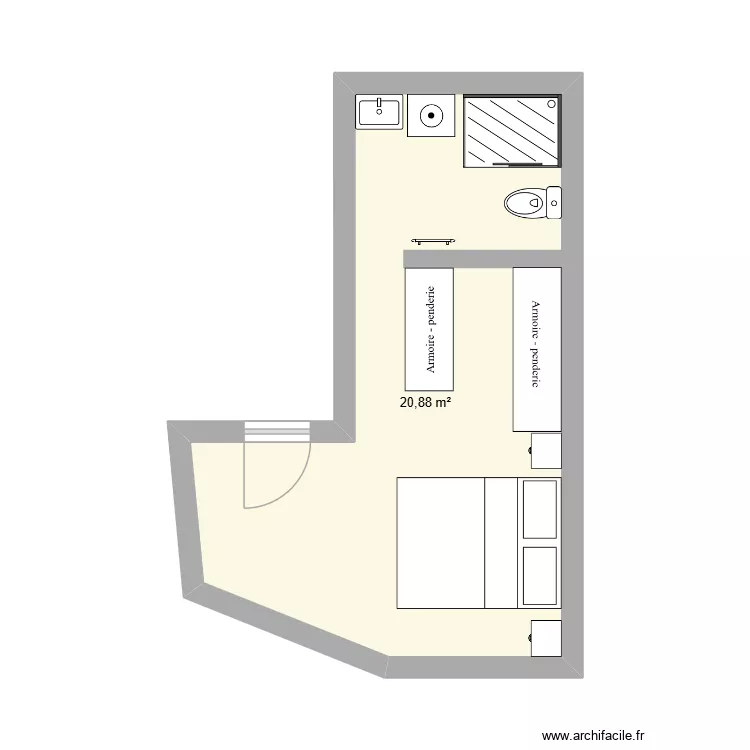 RDC10. Plan de 1  et 21 m²