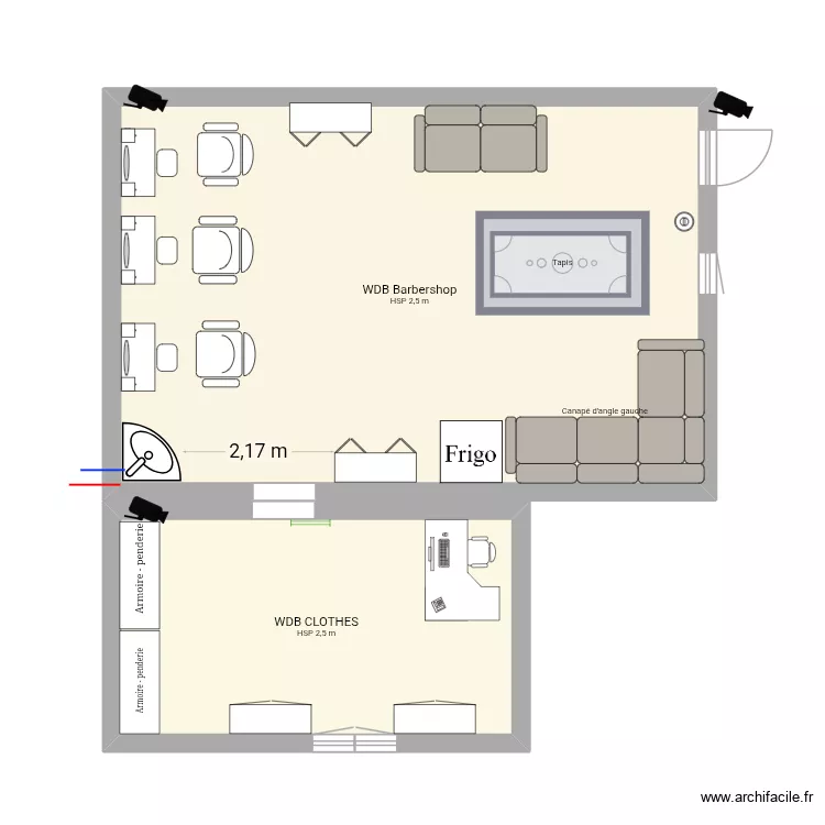 WDB Barbershop \ Clothes. Plan de 2 Pièces et 62 m² WDB Barbershop \ Clothes. Plan de 2 Pièces et 62 m²