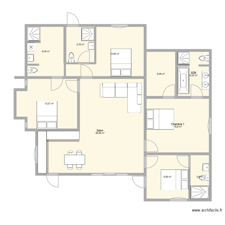 Pereybere - APS1. Plan de 10 pièces et 117 m2