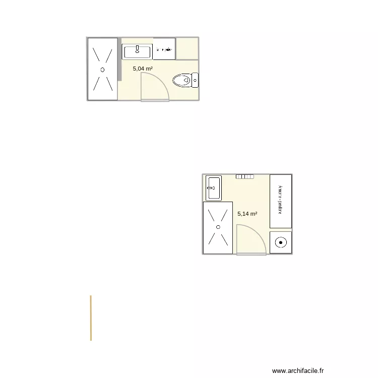 Salle de bain. Plan de 2 et 10 m² Salle de bain. Plan de 2 et 10 m²