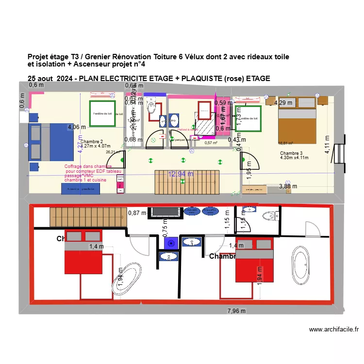 T4 Projet 2 ETAGE T4 2 chambres avec douche- 25 08 2024. Plan de 