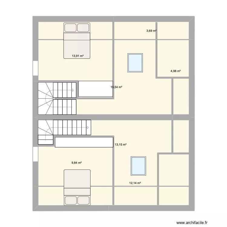 St Laurent de Mure duplex. Plan de 7  et 73 m²