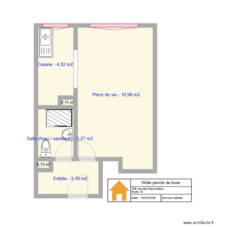APML. Plan de 6 pièces et 26 m2