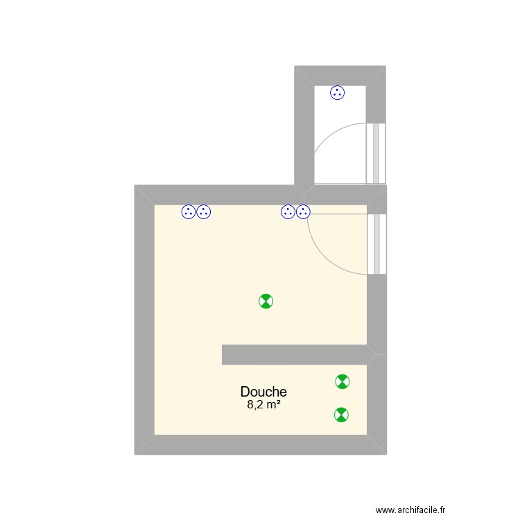 cartier sdb. Plan de 1 pièce et 8 m2