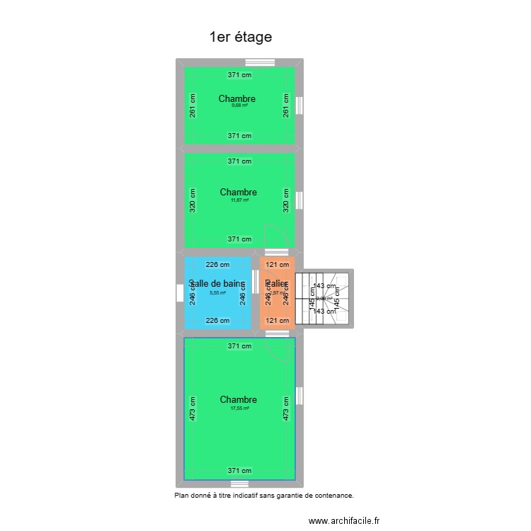 1er Guillaume Maisier. Plan de 6 pièces et 50 m2