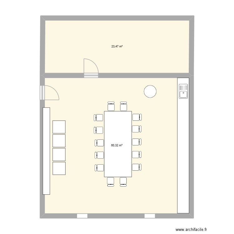 Salle reception le marais. Plan de 2 pièces et 84 m2