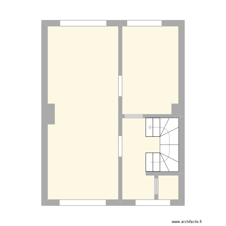 1er ss. Plan de 3 pièces et 40 m2