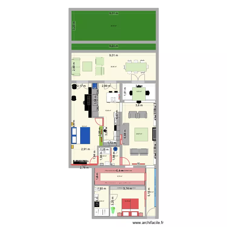 131 POMPE 16. Plan de 14  et 169 m²