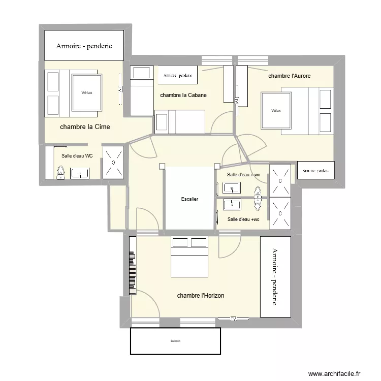 PLAN ETAGE POUR LA COM. Plan de 6  et 60 m²