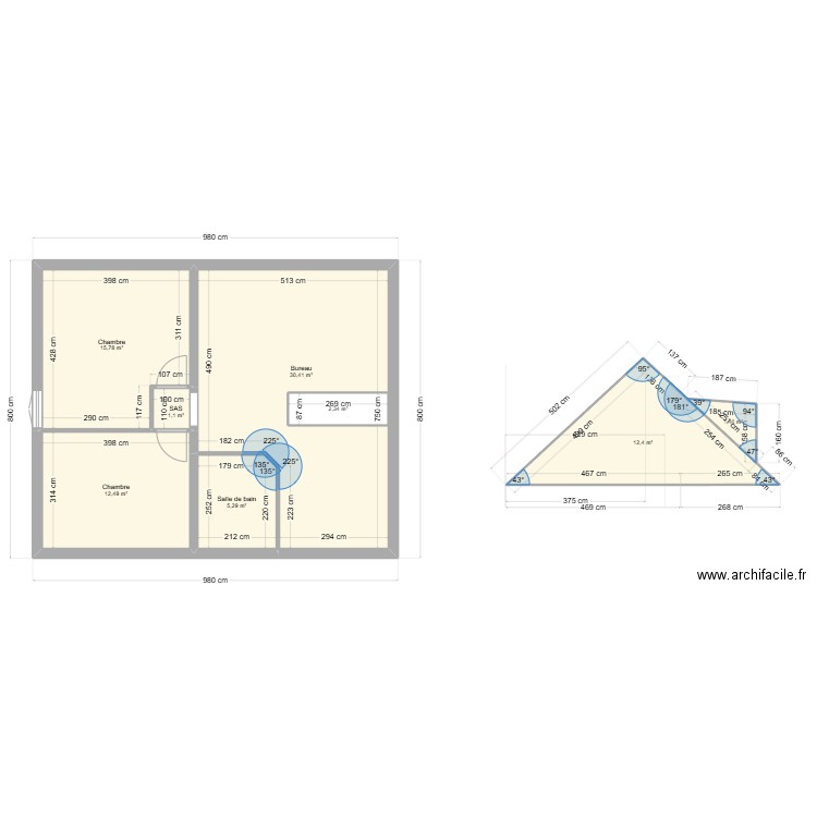 Engler - Renovation étage. Plan de 8 pièces et 84 m2