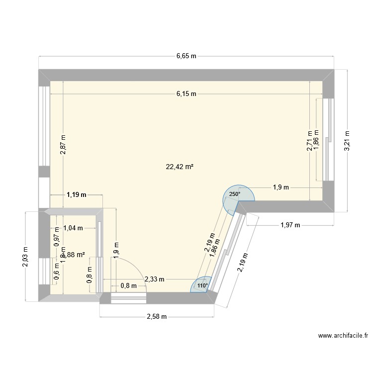 PLAN 2. Plan de 2 pièces et 24 m2