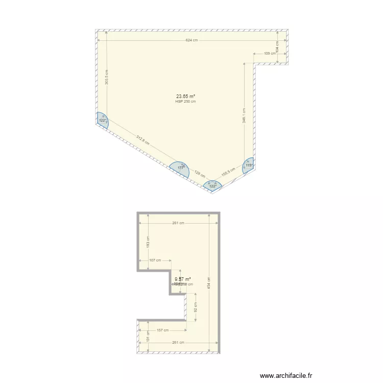 PAGNOUX. Plan de 2  et 33 m²