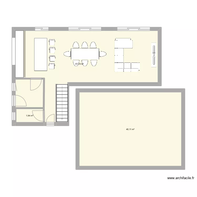 Plan en L. Plan de 3 et 89 m² Plan en L. Plan de 3 et 89 m²