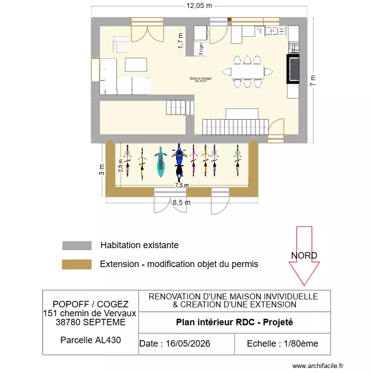 SEPTEME RDC parasysmique. Plan de 2 et 84 m² SEPTEME RDC parasysmique. Plan de 2 et 84 m²