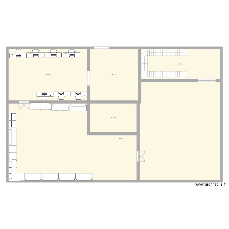 Rez de chaussee. Plan de 5 pièces et 478 m2