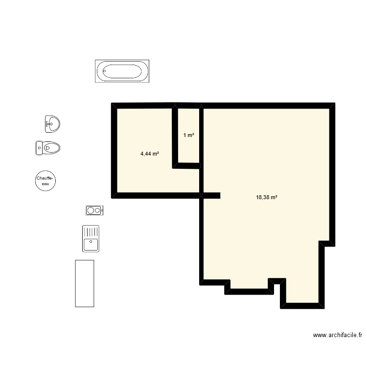 SCI de la MER. Plan de 3 pièces et 24 m2