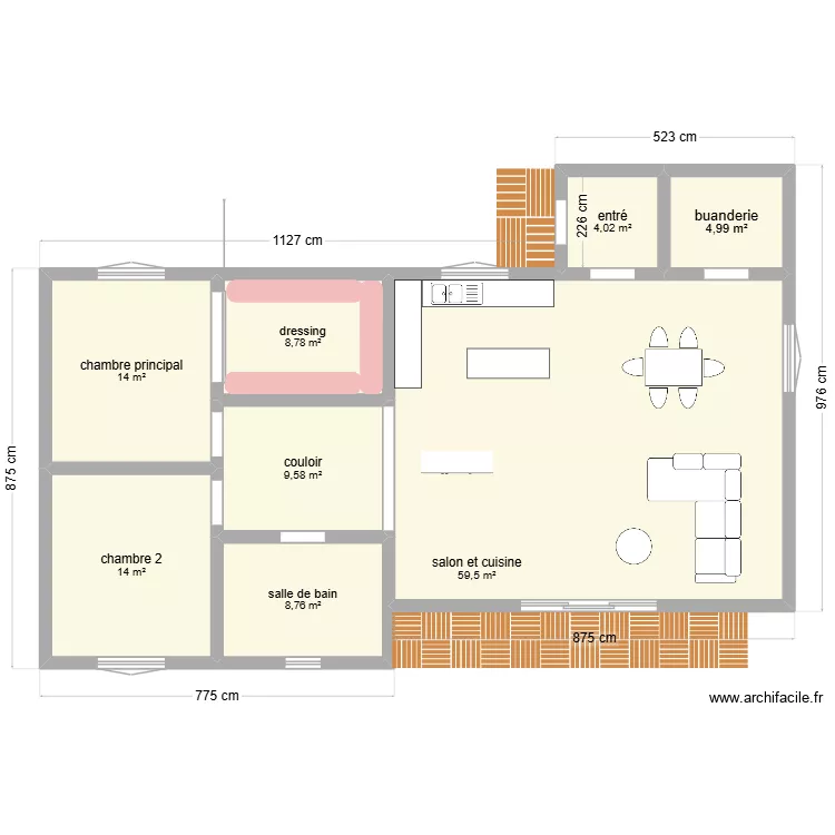 2026. Plan de 8 pièces et 124 m²