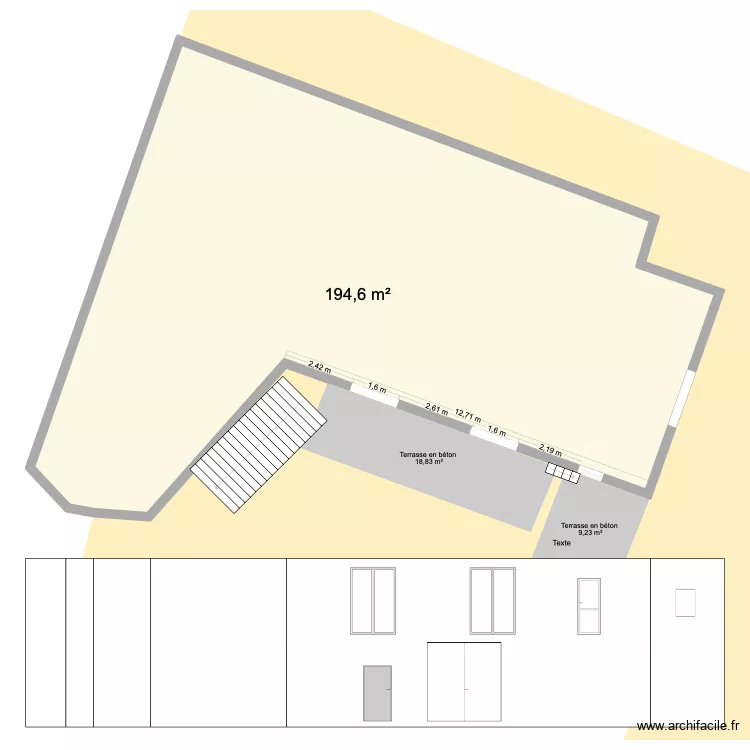 Plan de fa&ccedil;ade Terrasse. Plan de 