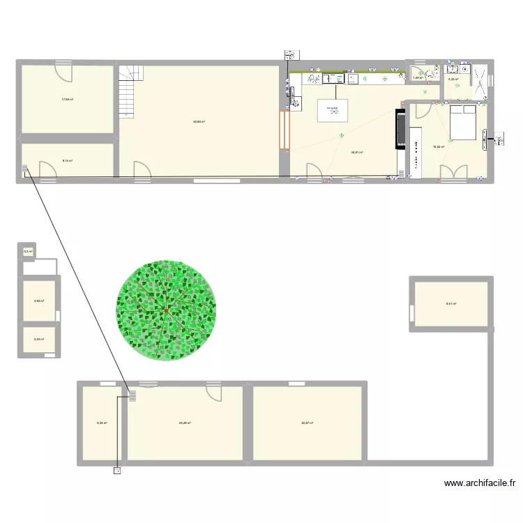 plan prise elec maison tonton. Plan de 15  et 207 m²