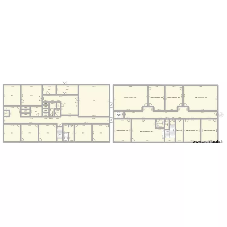 &eacute;tage IFSI. Plan de 41 pièces et 893 m²