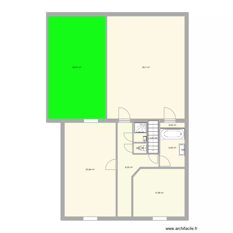 RDC V1 - projet. Plan de 10  et 121 m²