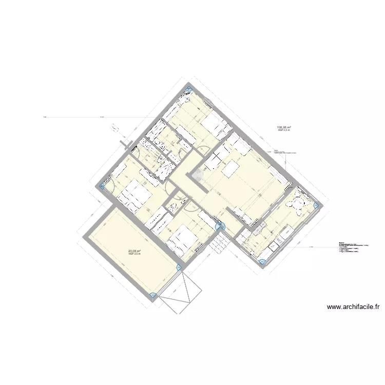 Claude monet 4. Plan de 2 pièces et 129 m²
