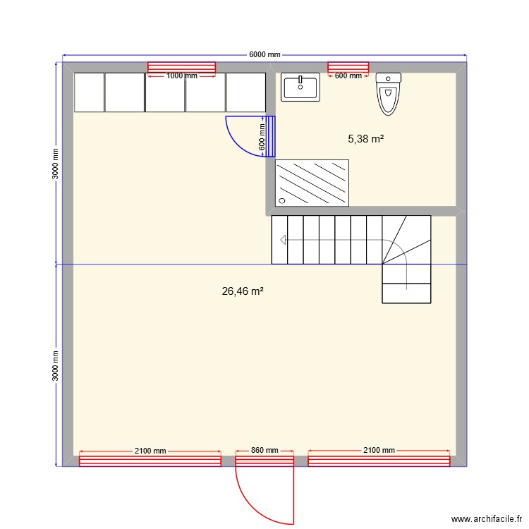 Афрейм. Plan de 4 pièces et 47 m2