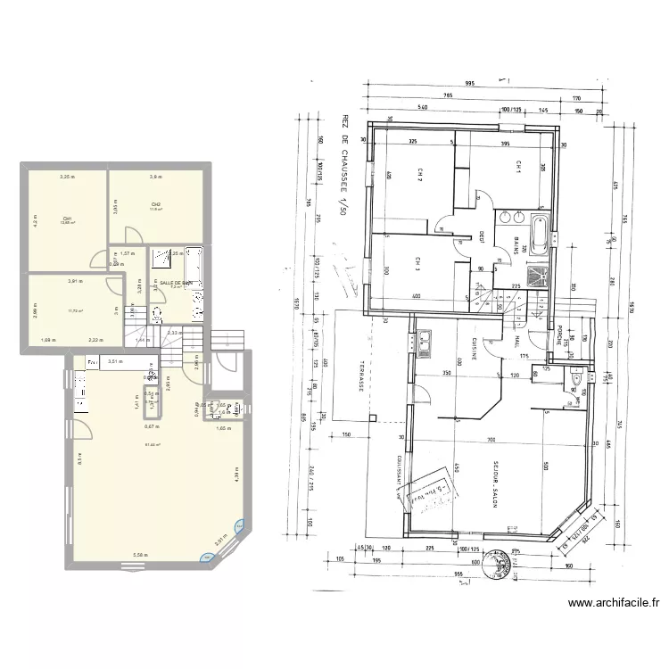 Maison Rochefort V2. Plan de 6 et 107 m² Maison Rochefort V2. Plan de 6 et 107 m²