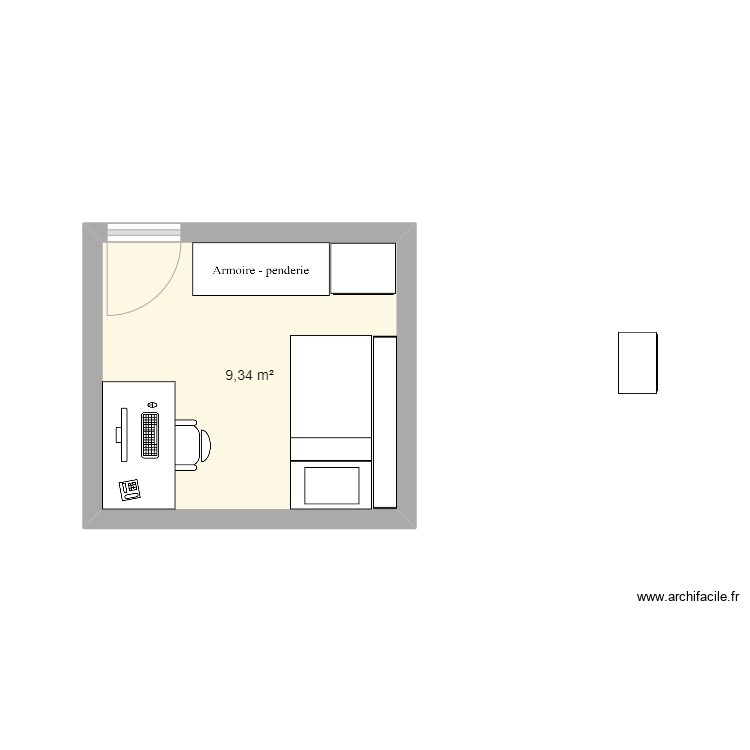 rachel Plan 1 pièce 9 m2 dessiné par vulcano974