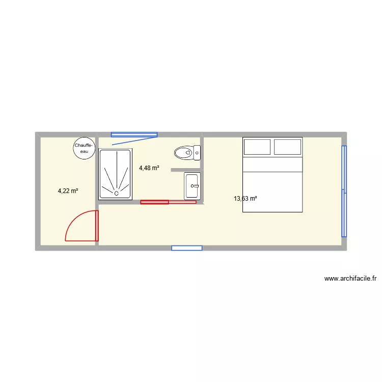 suite 3. Plan de 3  et 22 m²