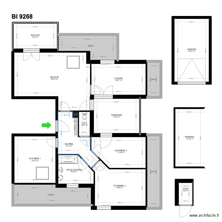 BI 9268 PLANS. Plan de 18 pièces et 179 m2